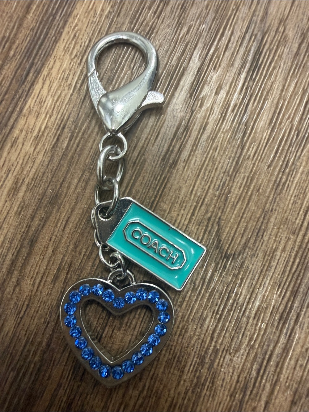 Coach Turquoise Tag with Blue Crystal Heart Key Charm